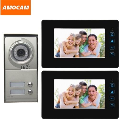 2 Units Apartment Video intercom system 7" Monitor Video Door Phone Doorbell Aluminum Alloy Camera for 2 Units Home