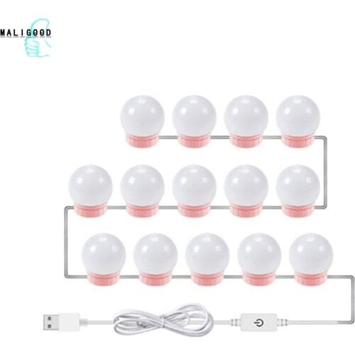 USB LED 5V Makeup Mirror Light Bulb Hollywood Vanity Lights Stepless Dimmable Wall Lamp 2 6 10 14Bulbs Kit for Dressing Table