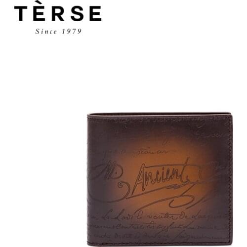 TERSE New Mens Short Wallet Genuine Cow Leather Handmade Vintage Mens Purse With Card Holders 4 Colors XN9388-1