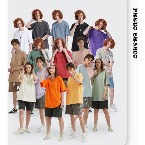 2021 Mainly Promotes 190g Loose Oversize Mens PureT-shirt Short Sleeve Blank Pure Color T-shirt Customized By Manufacturer FS