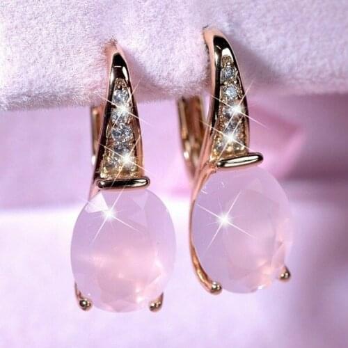 Egg Shape Dangle Earrings Elegant Luxurious Trendy Style Hibiscus Stone Earrings For Women Girls Party Fashion Jewelry
