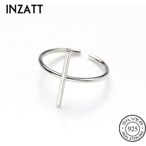 INZATT Minimalist Smooth Cross Ring 100% 925 Sterling Silver For Women Birthday Wedding Fine Jewelry Anillos Mujer Gift