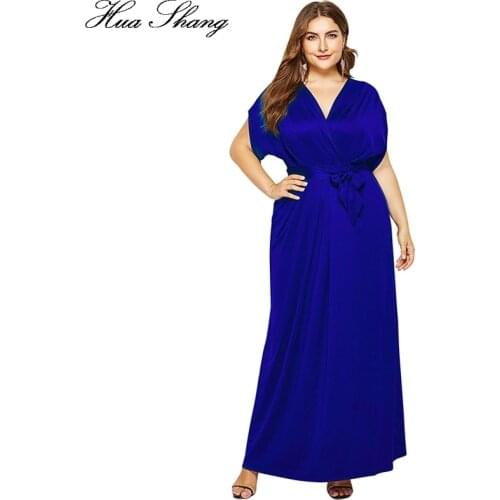 Plus Size Summer Dress Women 2021 Fashion V Neck Batwing Short Sleeve Belt Party Dresses Large Size Ladies Tunic Maxi Long Dress