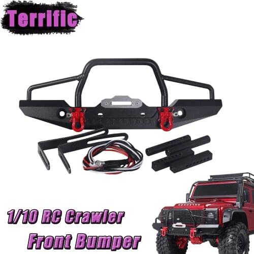 1:10 Metal Front Bumper with Led Light for Axial SCX10 90046 90047 Traxxas TRX4 D90 D110 RC Crawler Car Upgrade Parts