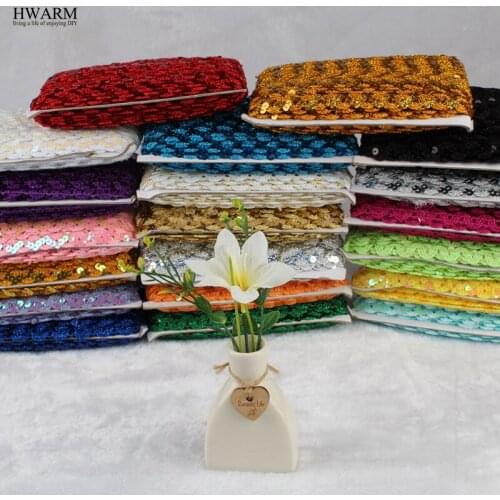 10yard Wave sequins beads lace fabric ribbons wedding decoration garment accessories DIY 1.5CM performance garment sequins lace