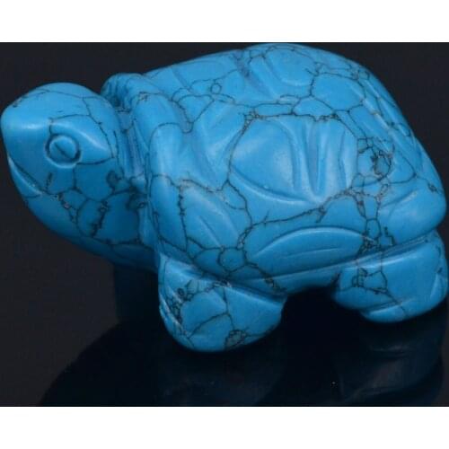 2inch Blue Turquoise Turtle Tortoise Gems Carving Crafts Stone Figurine Chakra Healing Reiki Stone