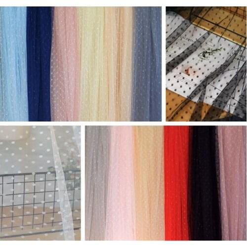 2Meters High Quality Bean Pink Mesh Gauze Point Jacquard Dots Fabric Cloth Manual DIY Clothing Accessories Veil Decoration