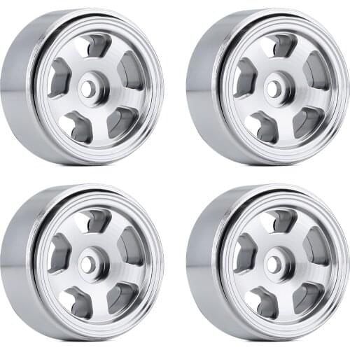 4Pcs 1.0" CNC Metal Beadlock Wheel Rims Hub 28*15mm for 1/24 Crawler Axial SCX24 90081 Deadbolt Chevrolet RC Car Parts