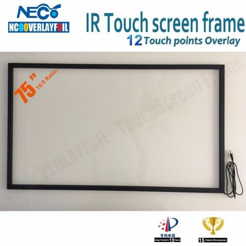 Free Shipping 75" IR Multi Touch Screen Overlay Kit with 12 Points Strong Anti-jamming Long Operating Life for Touch Monitor