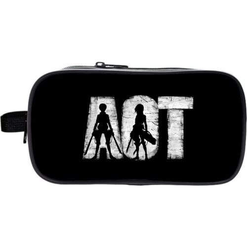 Anime Attack On Titan Pencil Case Cartoon Print Student Double-layer Pen Bag Creative Pencil Case Personalized Stationery Bag