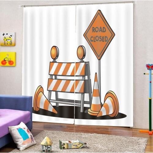 ROAD CLOSED Mark 3D Curtains Living Room bedroom Blackout Curtains for window home decoration