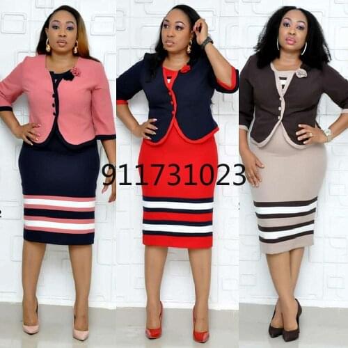 2021 Hot Sale African Turkey Style Plus Size Striped Printed Top And Dress Suit For Women