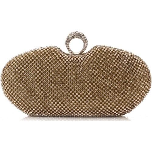 Hot Diamonds Sale Women Studded Evening Bag Beads Bling Bling Crystal Mini Clutches Shoulder Bags Chain Wedding Party Bag