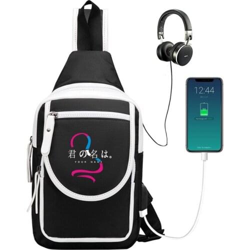 Cartoon Character Your Name Canvas Crossbody Bags Fashion Casual Travel Camp Outdoor Chest Bags