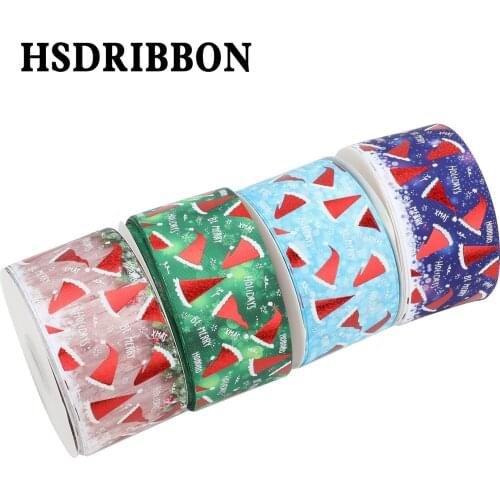 HSDRibbon 75mm 3inch hsd-design custom Christmas hat hologram Pattern on Grosgrain Ribbon
