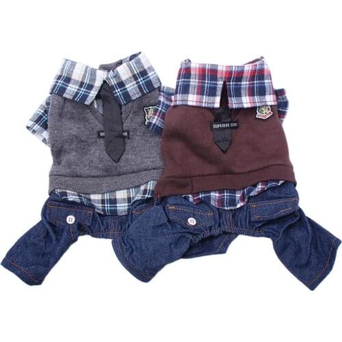 Dog Cat Jumpsuit Pants Plaid Pet PuppyHoodie Sweater Coat Jacket Spring/Autumn Apparel 2 Colours 6 Sizes