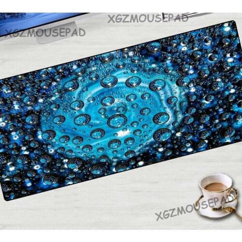 XGZ Large Mouse Pad Black Lock Edge HD Water Drop Printing Computer Desk Mat Fabric Rubber Non-slip for Assassins Creed Dota2