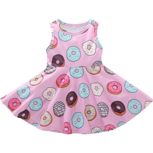Summer Clothes Sleeveless Children Princess Dress Sweet Printing Baby Girls Dress For 0-5 Years Cotton Pink Kid Clothes