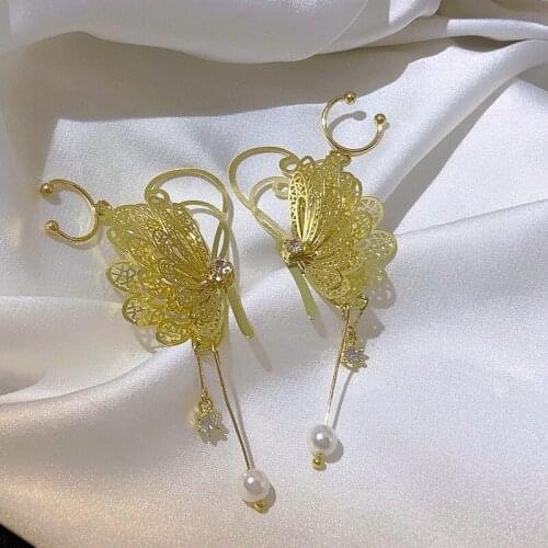 2020 new golden exaggerated large butterfly earrings fashion jewelry creative holiday style gift statement earrings for women