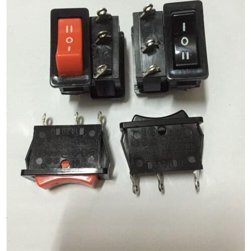 Original new 100% 1420Q 10A250V 3pin 3 gear rocker switch silver contact black red button
