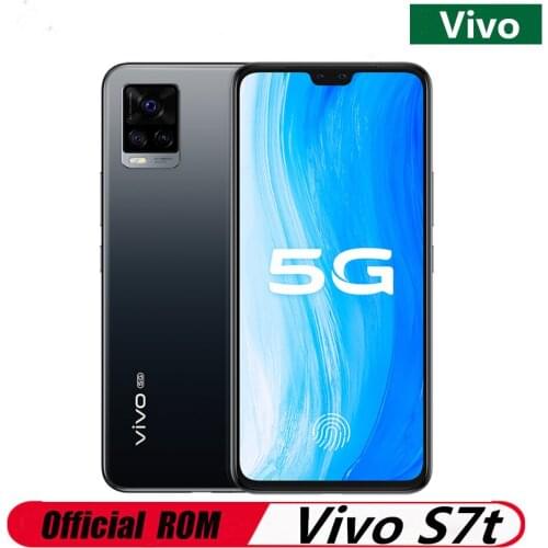 Original Vivo S7t 5G Mobile Phone Dimensity 820 Android 11.0 6.44" AMOLED 60HZ 8GB RAM 128GB ROM 64.0MP 33W Charger NFC Face ID