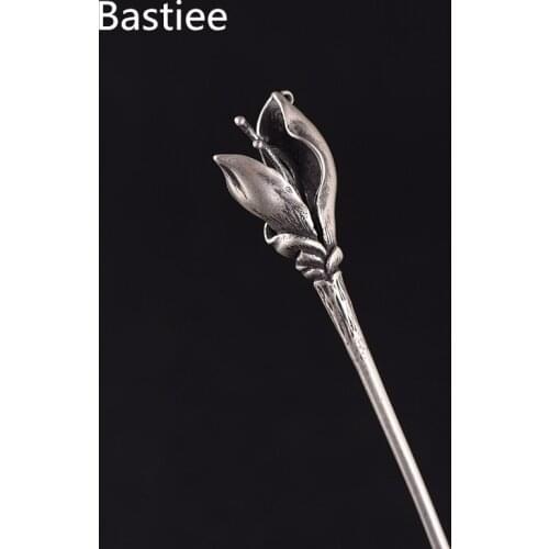 Bastiee Lili Flower 925 Sterling Silver Hair Stick Luxury Chinese Wedding Jewelry Vintage Hairpins Women Jewellery