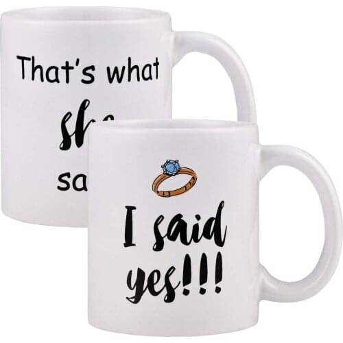 Couple Coffee Mug I Said Yes Thats What She Said Couple Coffee Cup Set of 2 Mug Novelty Gift Present for Valentine Day Bridal S