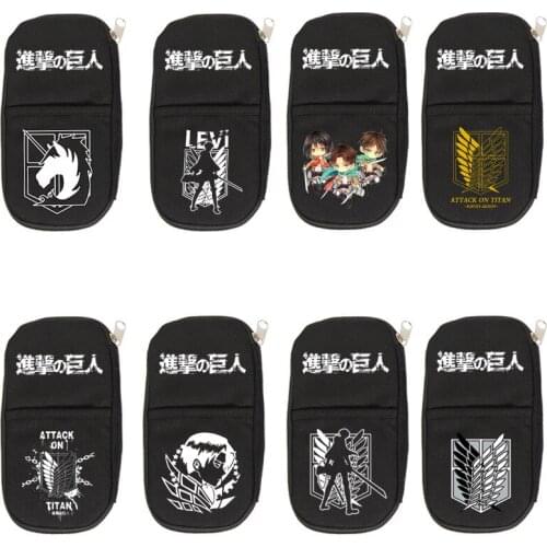 Attack on Titan Cosplay Canvas Pencil Case Zipper Cartoon Cosmetic Make Up Bag Stationery Bag Gift