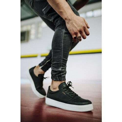 Knack Casual Male Shoes Black (White Bottom) color Seasonal High Quality Noble Posture Leather Non-Lace-Up Casual Shoes 666