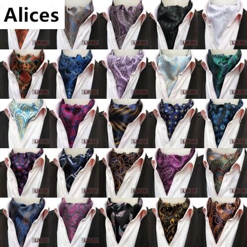 Drop Shipping Hot Ascot Tie Cravat Men Neck Tie Satin Self Tie for Wedding Newest Red/Black/Blue/Rose/Gold Dots Ascot