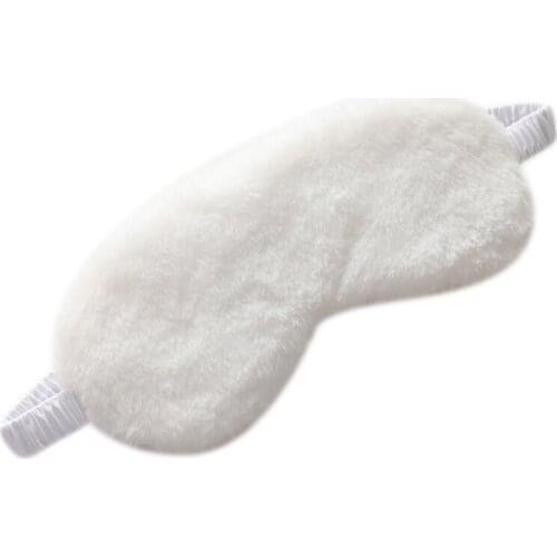 Fluffy Plush Nap Eye Mask Solid Color Eyeshade Cover Satin Back Travel Blindfold K1KB