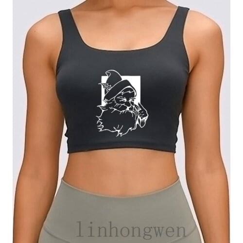 Santa Women Tank Top Loose Cotton Printed Family Standard Spring New Style Round Collar Crop Top