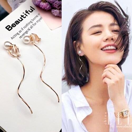 JIOFREE pearl Clip On Earrings Women Fashion No Ear Hole Earring Trendy Simple Style Gold Geometric Clip Earrings