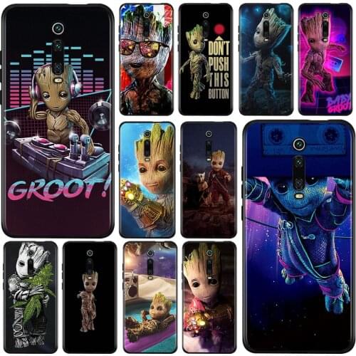 Silicone Black Cover Marvel Cute Groot For Xiaomi Redmi K40 K30i K30T K30S K20 10X GO S2 Y2 Pro Ultra Phone Case