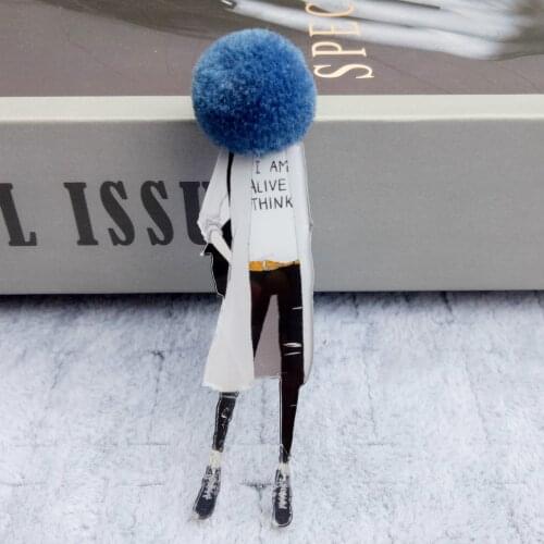 Cute T-Shirt Bags Brooch DIY Sweater Coat Model Girls Accessories Brooches Acrylic Pins For Woman Wool Ball Badges Gifts