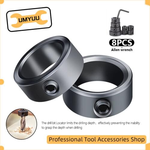 UMYUU 8pcs 3-16mm Woodworking Drill Locator Drill Bit Depth Stop Collars Ring Positioner Drill Locator Wood Drill Bit