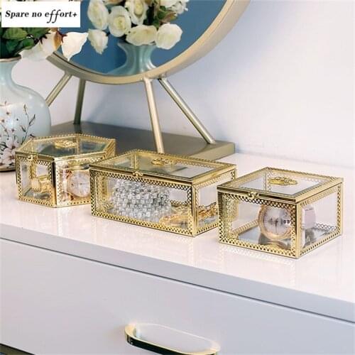 Opportunity Organizer Small Jewelry Storage Box Jewelry Box European Style Retro Simple Cosmetic Storage Ring Glass Box
