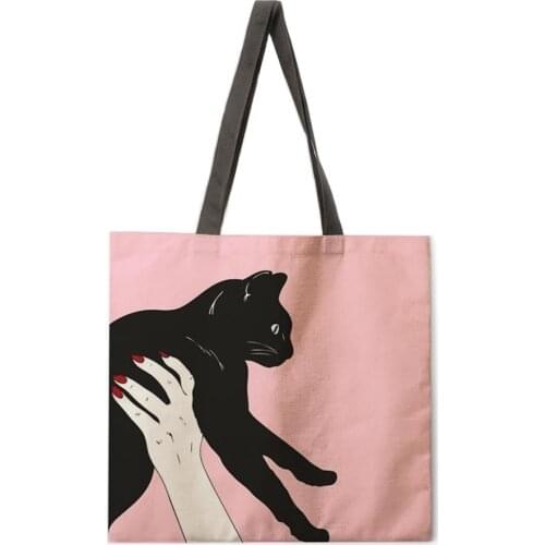 Ladies Gesture Print Tote Bag Tote Bag Leisure Tote Bag Shoulder Bag Female Beach Bag Foldable Shopping Bag