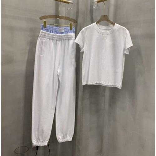 2021 new suit simple and versatile letter printing short-sleeved T-shirt and pants casual suit women