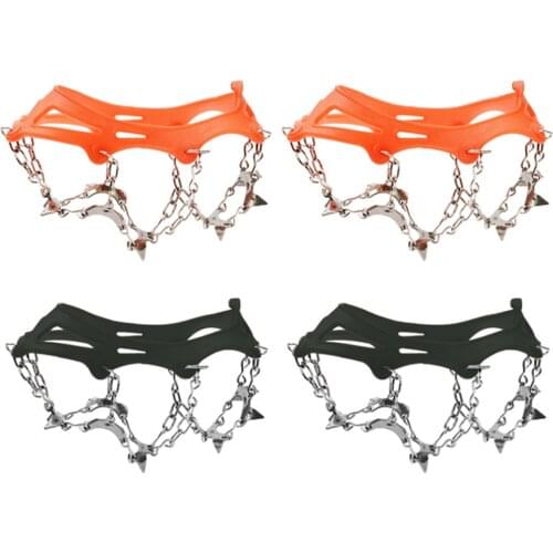 1 Pair 13 Teeth Anti-slip Climbing Crampons Ice Snow Gripper Spikes Cleats Outdoor Hiking Shoe Boot Grips Chain Spike