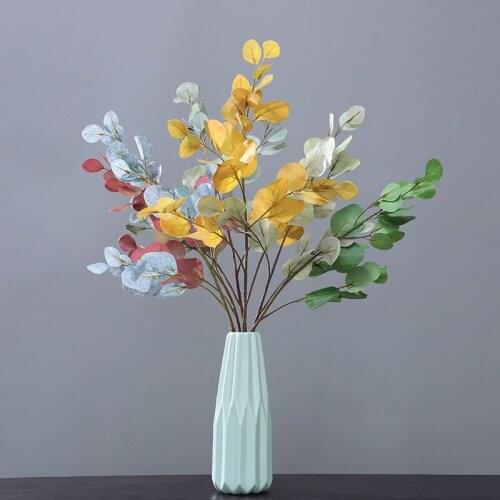 1PC Artificial Leaves 3 Forks Eucalyptus Leaf Fake Plant for Home Decor Wedding Plants Faux Fabric Foliage Room Decoration