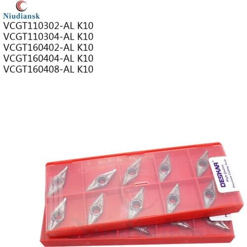 10PCS VCGT110302-AL VCGT110304-AL VCGT160402-AL VCGT160404-AL VCGT160408-AL K10 CNC Lathe Turning Tools Carbide Alloy Inserts