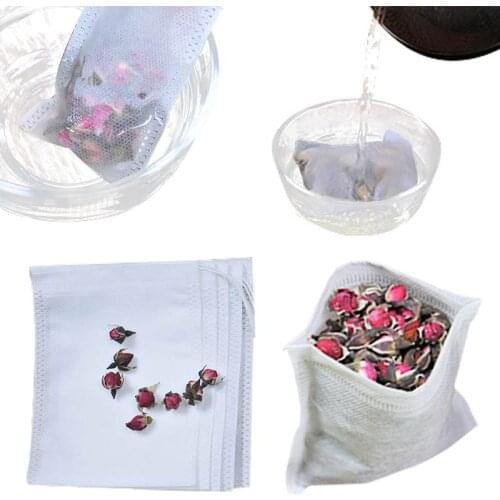 100pcs/pack Cook Herb Spice Tools Medcine Bags Drawstring Pouch Non-woven Multifunction 6*8cm Seal Filter Tea Bags