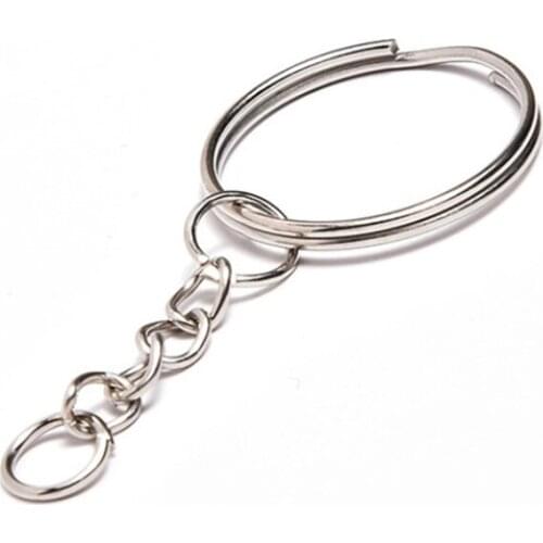 20pcs/ Silver Plated Metal Blank Key Chain Key Ring 25mm Split Ring Keyfob Key Holder Rings Men DIY Key Chains Accessories