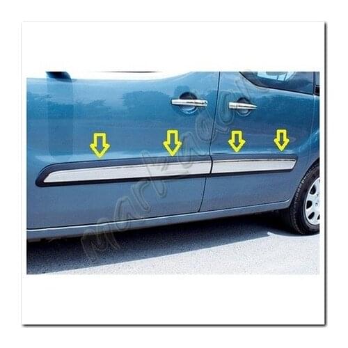Citroen Berlingo 2 Chrome Door Side Streamer 2008 2009 2010 2011 2012 2013 2014 2015 2015 2016 2017 2018 and 4 Pieces Car Access