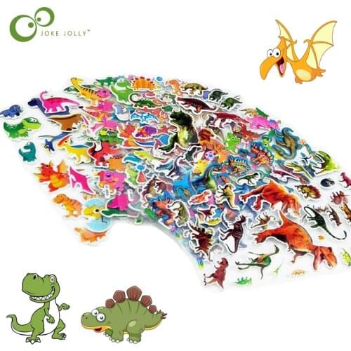 5 Sheets/lot Mixed Small Cool Cartoon Dinosaur Stickers for Kids Boys Animal PVC Puffy Baby School Teacher Reward Gift YYY GYH