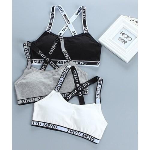 5Pcs Teenage Girls Underwear Teenager Training Bras Letters Printed Kids Girls Bra Teenage Puberty Bras 8-16 Years