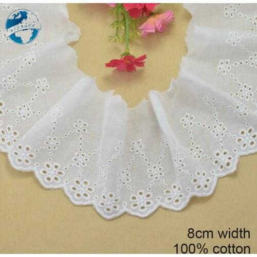 8cm white 100% cotton embroidery lace french lace ribbon fabric guipure diy trims warp knitting sewing Accessories#3074