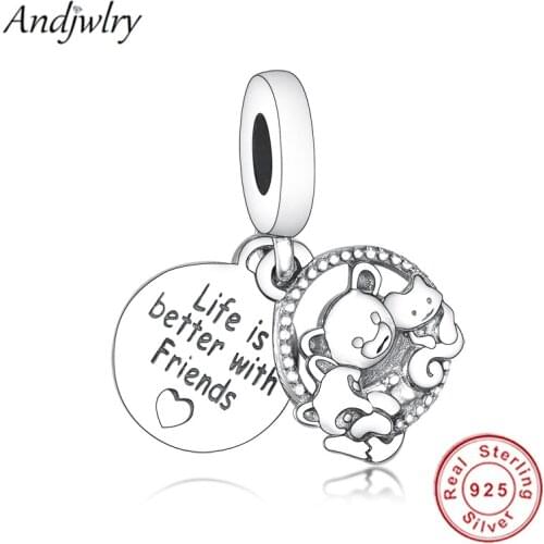 925 Sterling Silver Fit Original Charm Bracelet Bear Fox & Squirrel Dangle Charm Pendant Silver Jewelry Berloque