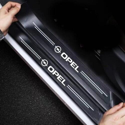 Car Carbon Fiber Door Sticker Leather Sill Plate Logo For opel insignia astra j h g corsa d zafira b car personality Accessories